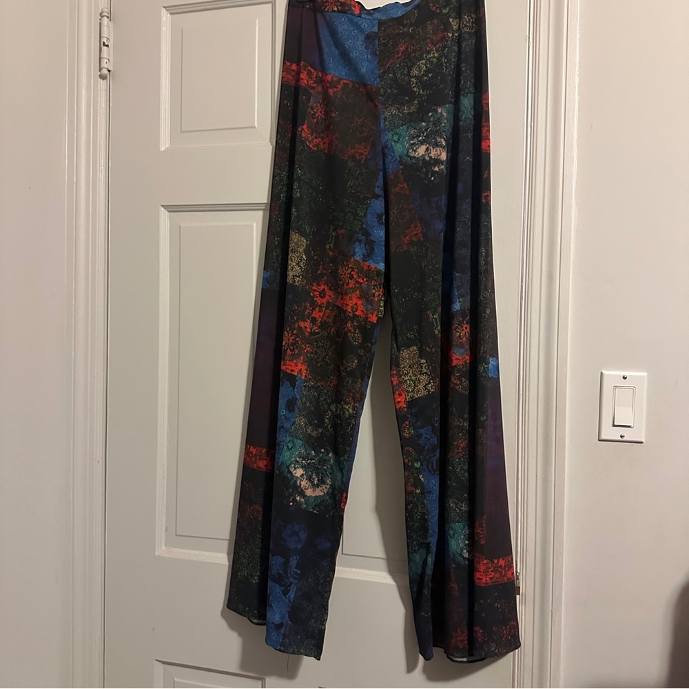 Alice and Olivia Patchwork Print Wide Leg Pants